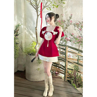 (SHOP NÀNG BÉO BIGSIZE 50KG ĐẾN 90KG) set áo logo phối váy ngắn