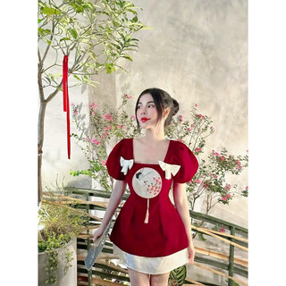 (SHOP NÀNG BÉO BIGSIZE 50KG ĐẾN 90KG) set áo logo phối váy ngắn