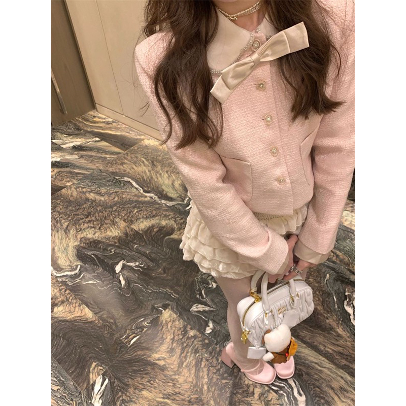 [ODER] Set dạ Tweet màu hồng phấn baby + chân váy tầng 🌸🌸