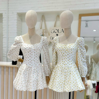 Đầm HELEN - Đầm hoa tay dài tùng xòe