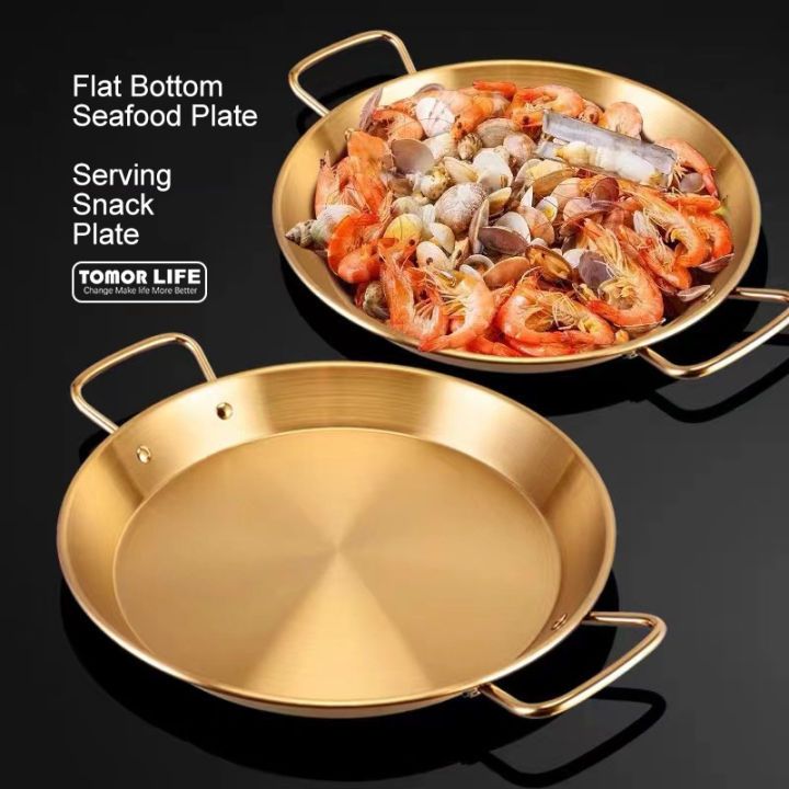 Chảo Paella hải sản bằng thép không gỉ 26cm nặng tay