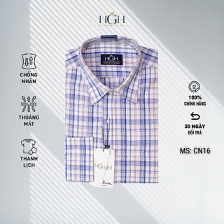 Áo Sơ Mi Trung Niên Nam Dài Tay Dáng Suông Vạt Ngang HGH FASHION Họa Tiết Kẻ Caro Màu Xanh Sọc Đỏ Vải Cotton Cao Cấp
