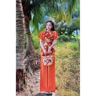Set áo bà ba tay loe lụa xinh xắn