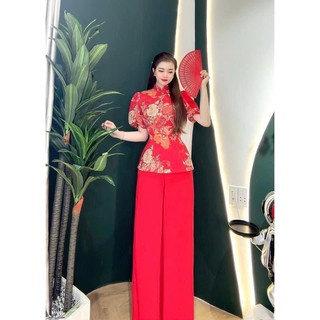 Set áo bà ba tay loe lụa xinh xắn