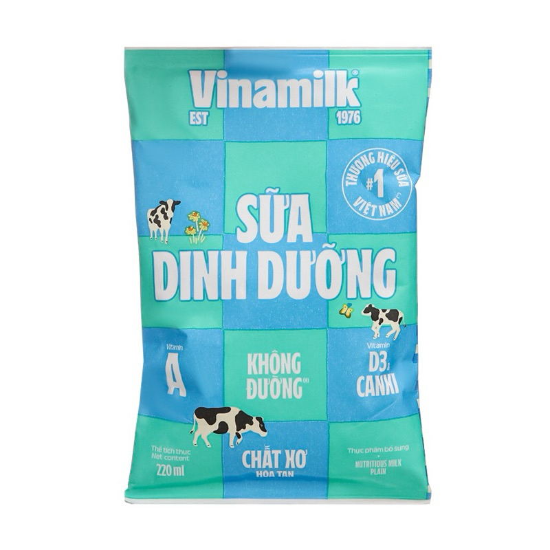 SỮA TƯƠI BỊCH VINAMILK ÍT ĐƯỜNG VÀ CÓ ĐƯỜNG 220ml