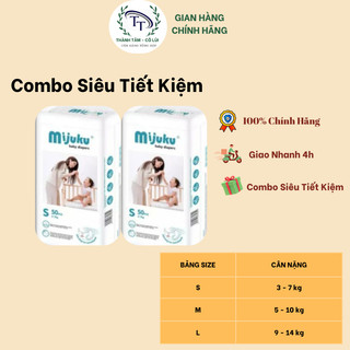 Combo 100 miếng tã / bỉm dán mijuku cao cấp nhật bản size s/m/l - cam kết chính hãng