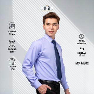 Áo Sơ Mi Nam Dài Tay Dáng Suông Vạt Ngang HGH Màu Tím Vải Cotton Cao Cấp