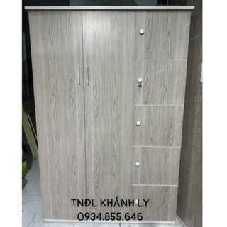 Tủ áo nhựa màu vân gỗ sồi 2cánh lớn 5cánh nhỏ 123x183x50x47(TPHCM)