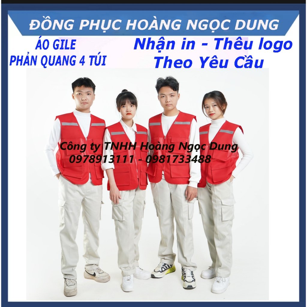 ÁO GHI LÊ PHẢN QUANG BẢO HỘ LAO ĐỘNG, ÁO KỸ THUẬT KỸ SƯ. ÁO GHI LÊ 4 TÚI MÀU ĐỎ ĐÔ