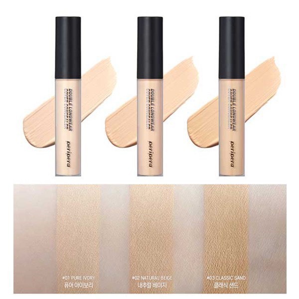 Kem Che Khuyết Điểm Peripera Double Longwear Cover Concealer Tone 01 02 03