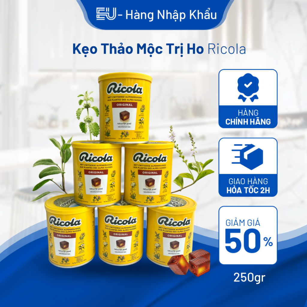 |Date mới 2026| Kẹo Ngậm Đau Họng Ricola Chứa Hỗn Hợp 13 Loại Thảo Mộc Đem Đến Cảm Giác Dịu Nhẹ và Thơm Mát