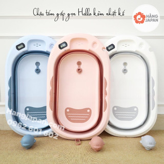 Chậu tắm gấp gọn Holla cao cấp có nhiệt kế kèm phao cho bé - Hàng chính hãng