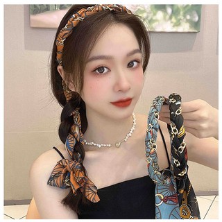 Băng đô Cài Tóc Nữ Tết Dây Lụa Hoạ Tiết Style Hàn quốc