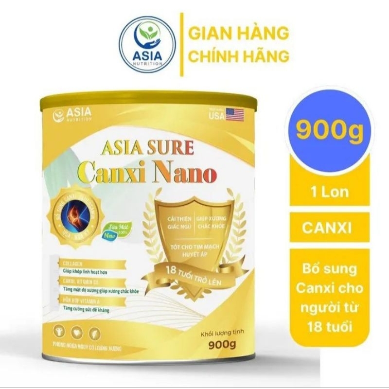 Sữa Canxi Nano AsiaSur.e 900g. HSD 2025, 2026, 2027