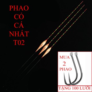 Phao cỏ tăm nhỏ T02 chuyên câu cá nhát - cá chép, diếc, rô phi tải chì nhẹ - Phao Cỏ Câu Đài