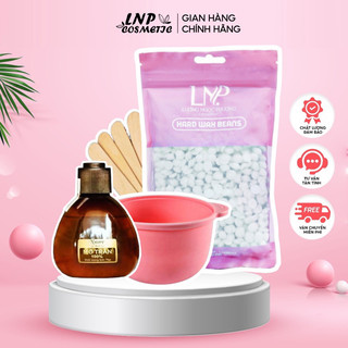 Combo sáp wax lông nhập khẩu hard wax bean và mỡ trăn  chén silicon và que quét sáp