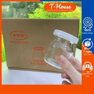 Hộp 12 hủ thủy tinh sữa chua có nắp nhựa dẻo 100ml , Hũ sữa chua thủy tinh Pudding Lùn 100ML