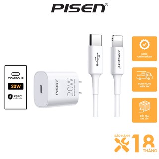 Combo sạc nhanh 20w Pisen cho iphone 12, 13 , 14 series , Model : ts-C135(L) - Hàng chính hãng