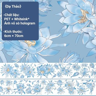 (Chiết chu kì) băng dính PET nền trong [Dạ thảo] washi hình dán sticker hoa lá cổ trang cổ phong
