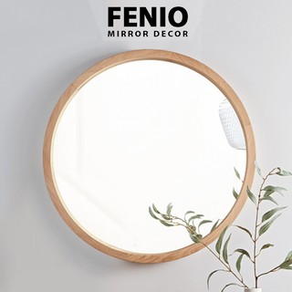Gương tròn treo tường khung viền GỖ SỒI GỖ TỰ NHIÊN KHÔNG Ố MỐC decor treo tường dây thừng hoặc móc treo phía sau
