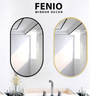 Gương nhà tắm hình bầu dục oval elip FENIO DECOR khung viền nhôm chống rỉ sét decor phòng ngủ nhà tắm xinh đẹp