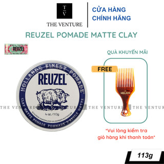 Sáp Vuốt Tóc Reuzel Matte Clay Pomade - Minty Scent Chính Hãng - Pomade Heo Trắng Xanh