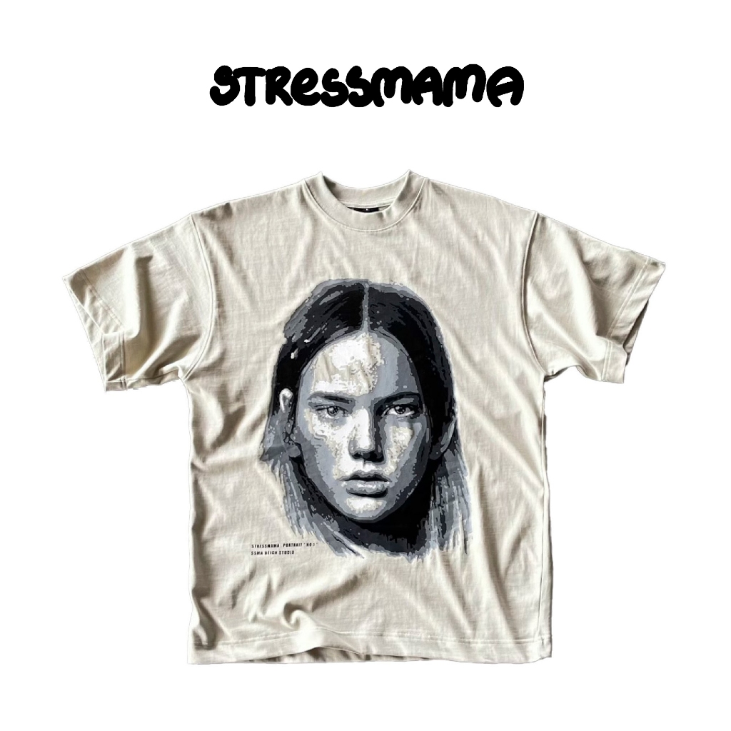 Stressmama - Áo Thun Portrait No.1 T-shirt Beige Chất Liệu 100% Cotton vải dày 280GSM Local Brand