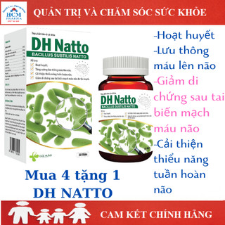 [MUA 4 TẶNG 1]Giảm di chứng sau tai biến, tan cục máu đông, hoạt huyến dưỡng não DH Natto HCM PHARMA hộp 30 viên DHG06