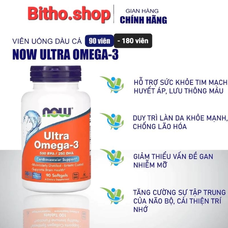 Viên bổ sung Omega-3 Now Ultra Omega-3 fish oil