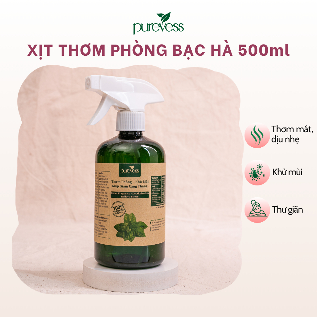 Xịt thơm phòng tinh dầu sả chanh, bạc hà, quế