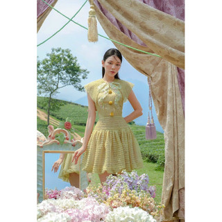 Váy ren nơ xinh xắn màu bí ngô