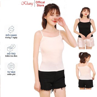 Áo hai dây nữ vải cotton 100% co dãn tốt, dáng ôm không đệm thoáng mát thoáng mát có size