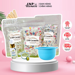 Combo sáp vụn wax lông nóng tặng chén nấu sáp và 10ml mỡ trăn giúp triệt lông tay chân nách râu bikini