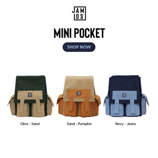 Jamlos Mini Pocket Backpack - Balo thời trang vải canvas nhiều ngăn nhỏ gọn đi học đi làm vừa laptop 13inch A4