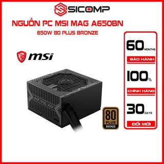 Nguồn máy tính msi mag a650bn 650w 80 plus bronze chính hãng bảo hành 5 năm