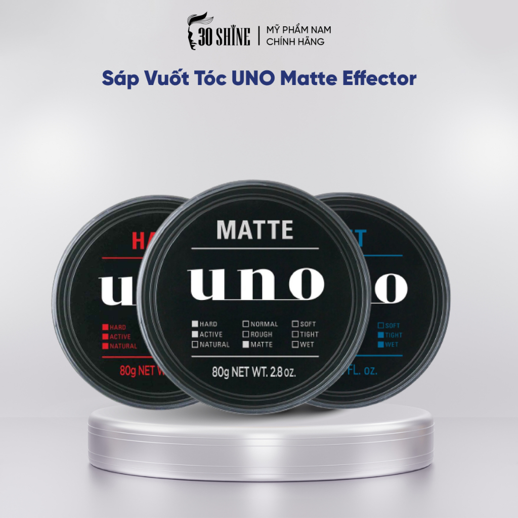 Sáp vuốt tóc Tạo kiểu Bóng mượt lịch lãm 30Shine phân phối chính hãng UNO Wet Effector 80g