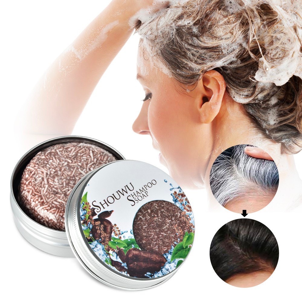 Xà phòng Shouwu Đen Tóc Hữu Cơ Tự Nhiên 100% Đen Tóc, Phục Hồi Tóc Khô 100g| Moska Shop