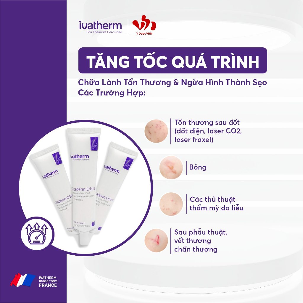 [Mã INBAU404 giảm 40K đơn 249K] Kem tái tạo da ngăn ngừa sẹo ivatherm cicaderm cream - IVATHERM