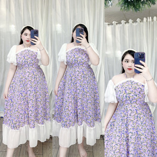 [Bigsize 60-90kg] Váy Cổ Yếm Cánh Tiên Lụa Mango Phối Chiffon