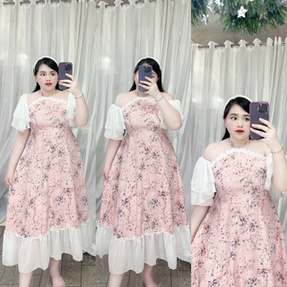 [Bigsize 60-90kg] Váy Cổ Yếm Cánh Tiên Lụa Mango Phối Chiffon