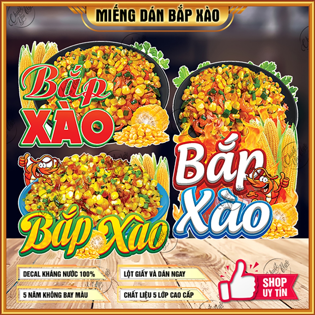 Decal BẮP XÀO sticker trang trí xe đẩy dán tường miếng dán menu decor quán xe đẩy ăn vặt