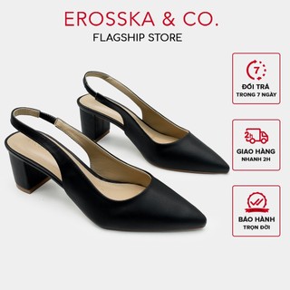 Giày cao gót Erosska mũi nhọn phối dây hở gót cao 5cm màu trắng _EH015