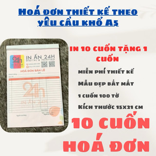 Hoá đơn thiết kế theo yêu cầu a5 1,2,3 liên combo 10 cuốn