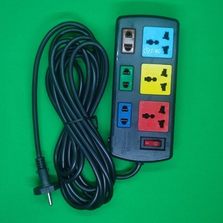  Ổ Cắm Kéo Dài Loại 3 Ổ Cắm Đa Năng + 3 Ổ Cắm 2 Chấu + 1 Công Tắc  Có Đèn Báo  Dây 2x1  3m 5m  Sino 3S3SKN3 3S3SKN5 