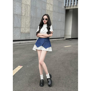Set áo thun phối cv xếp ly bản jean cao cấp