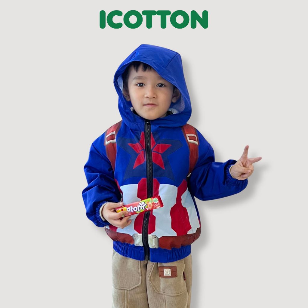 Áo phông bé trai Icotton hoodie kéo khoá BT129