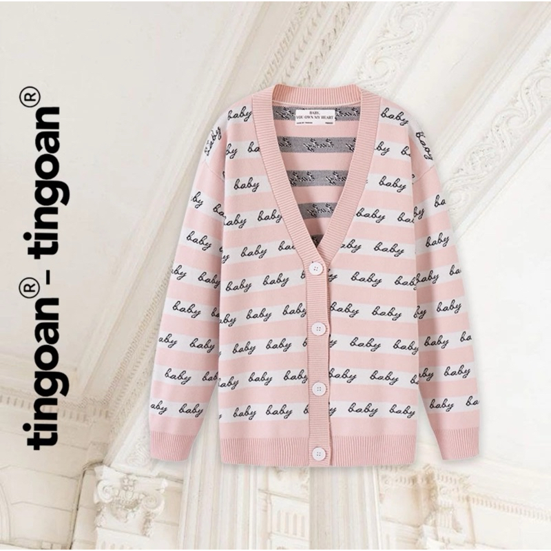 pass TINGOAN® - Áo khoác cardigan len xù hồng BABY BABY CARDIGAN/PK newtag