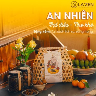 Giỏ quà tặng mây tre AN NHIÊN và Hộp Quà gỗ TƯƠNG KỲ hạt dinh dưỡng cao cấp, sang trọng La'zen