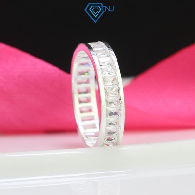 Nhẫn bạc nữ tròn đính đá Baget phong cách cá tính, trẻ trung NN0428 - Trang Sức TNJ