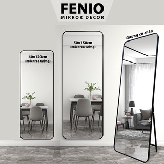 Gương soi toàn thân FENIO viền hợp kim nhôm hình chữ nhật khung màu đen, vàng, bạc